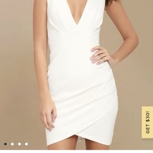 Lulu’s White Faux-Wrap Cocktail Dress